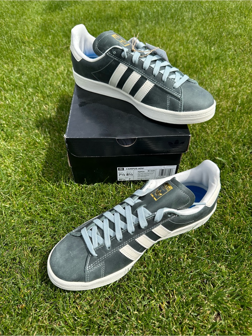 Adidas Campus Suede Sneakers in Slate Green and White